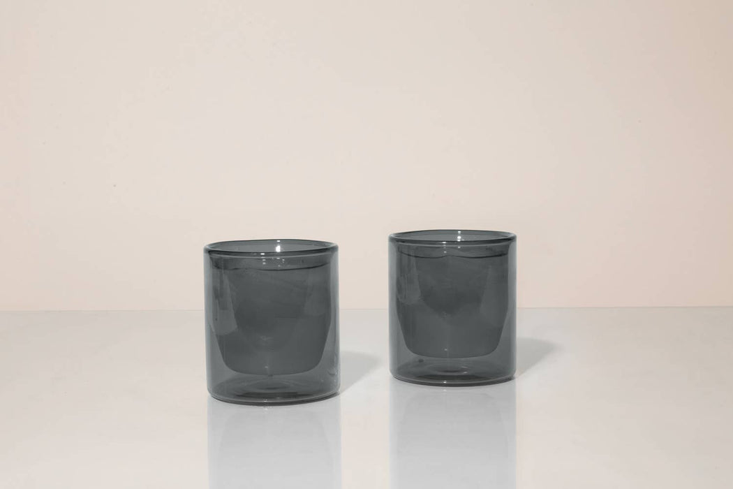 Double-Wall Gray Glass Set - Grey