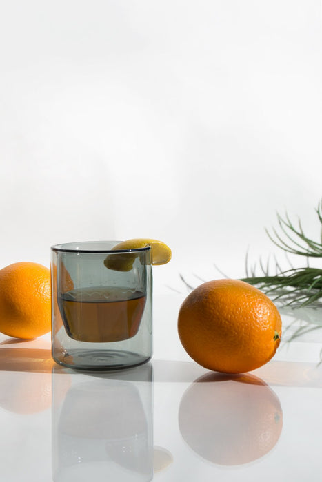 Double-Wall Gray Glass Set - Grey